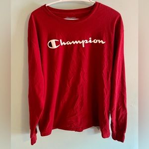 Champion Red Long-Sleeve T-Shirt Men’s Large